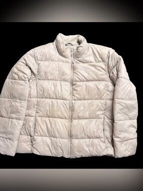 GAP ColdControl Puffer Jacket Womens XL Beige Water Resistant Quilted Coat